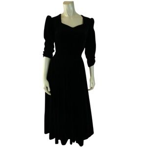Laura Ashley Gown Dress 2 black velvet cotton Vtg